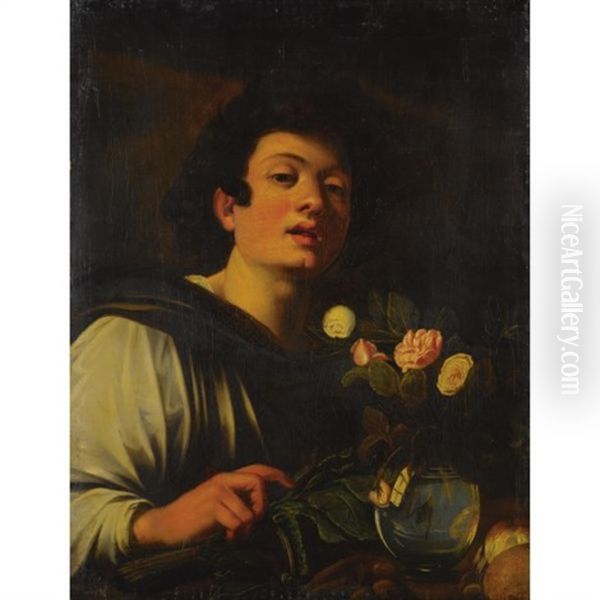 Boy With A Vase Of Flowers Oil Painting by  Caravaggio