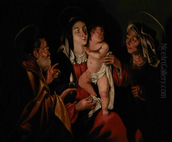 Den Hellige Familie Med Anna Oil Painting by  Caravaggio