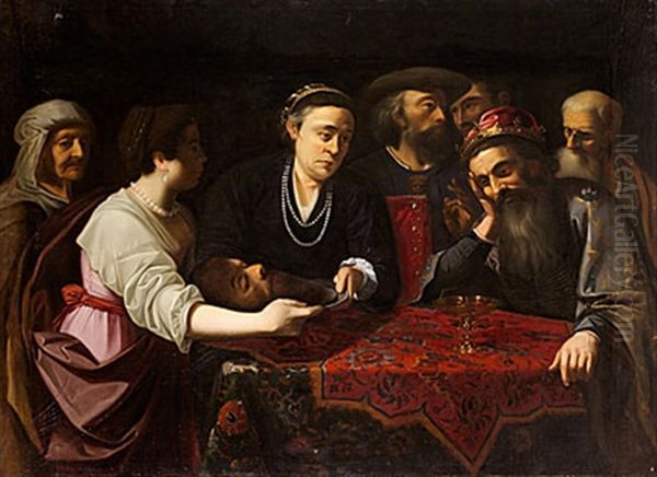 Salome Med Johannes Doparens Huvud Infor Herodes Oil Painting by  Caravaggio