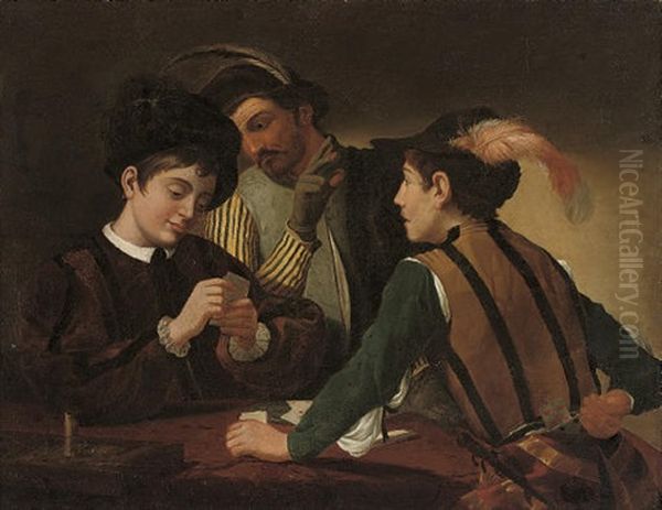 The Cardsharps Oil Painting by  Caravaggio