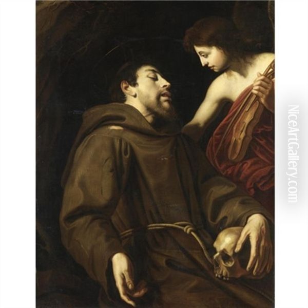 San Francesco Sorretto Da Un Angelo Oil Painting by  Caravaggio