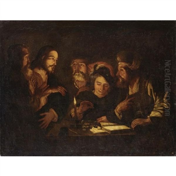 La Vocazione Di Matteo Oil Painting by  Caravaggio