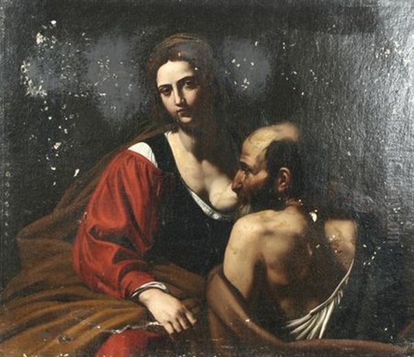 Caritas Romana Oil Painting by  Caravaggio