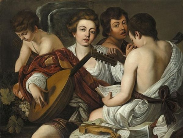 The Musical Party Oil Painting by  Caravaggio