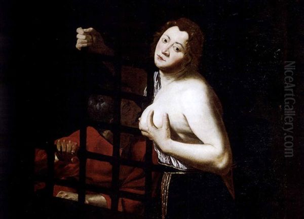 La Caridad Romana (cimon Y Pero) Oil Painting by  Caravaggio