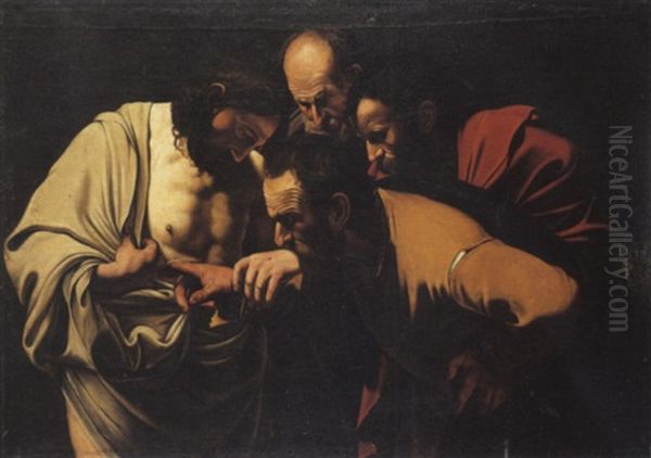 Incredulita Di San Tommaso Oil Painting by  Caravaggio