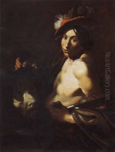 Davide E Golia Oil Painting by  Caravaggio