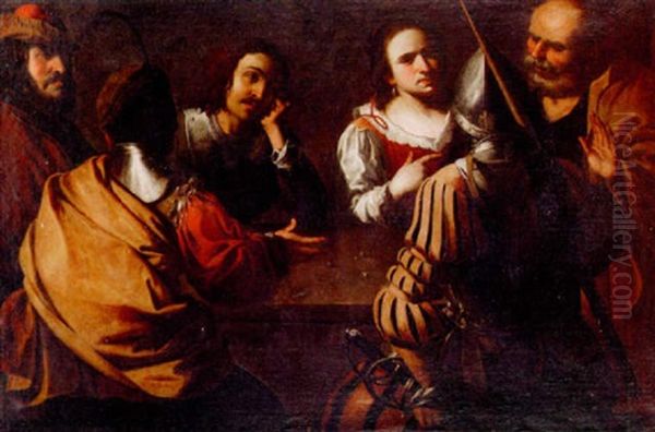 Petri Fornekelse Oil Painting by  Caravaggio