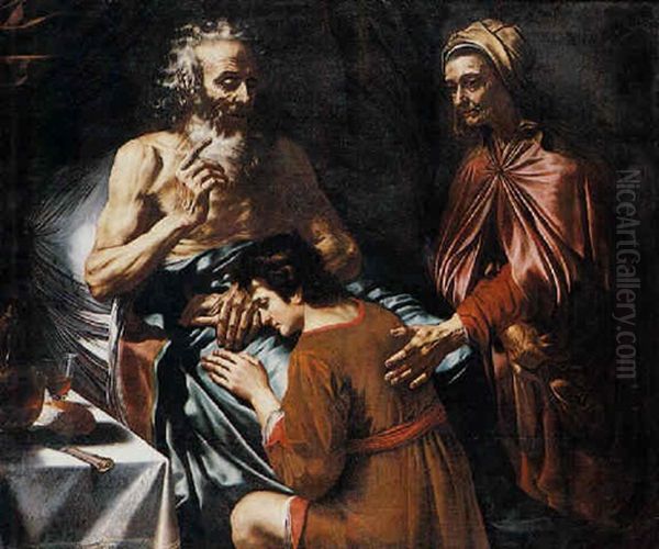 Isacco E Giacobbe Oil Painting by  Caravaggio