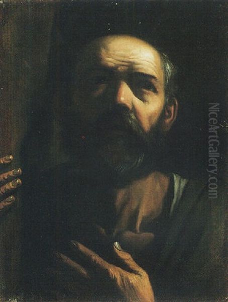 A Man In Raking Light Oil Painting by  Caravaggio