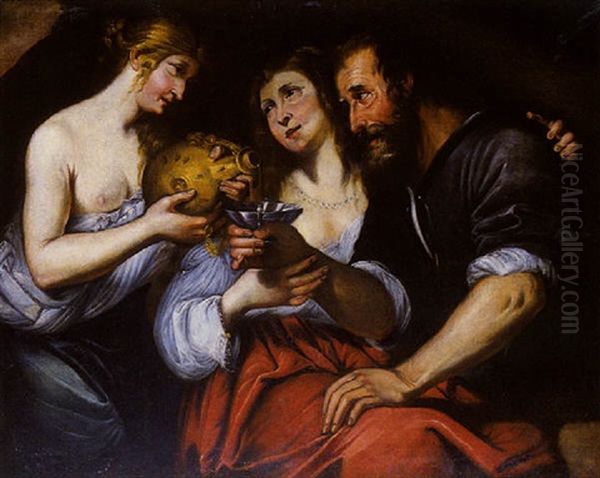 Loth Et Ses Filles Oil Painting by  Caravaggio