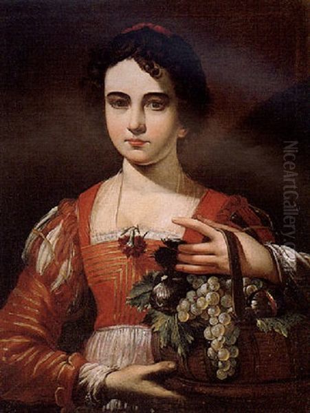 A Young Woman Holding A Basket Of Fruit Oil Painting by  Caravaggio