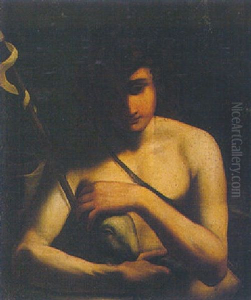 Saint John The Baptiste With The Lamb Oil Painting by  Caravaggio