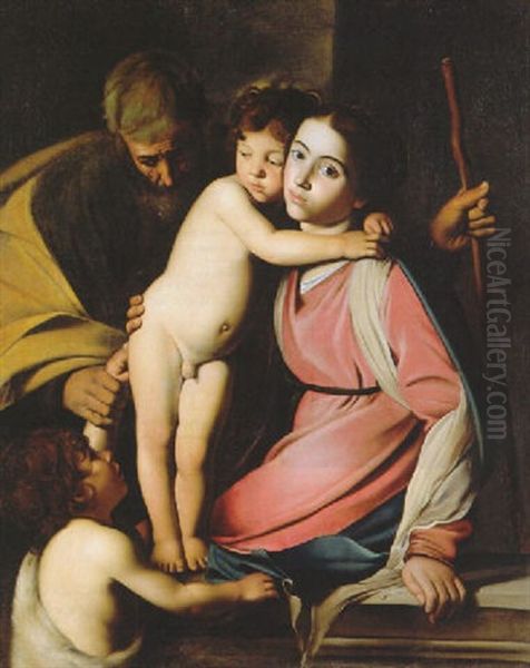 The Holy Family With The Infant Saint John The Baptist Oil Painting by  Caravaggio