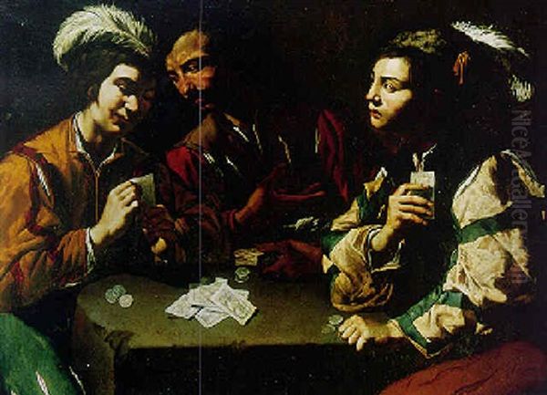 Cardplayers Oil Painting by  Caravaggio