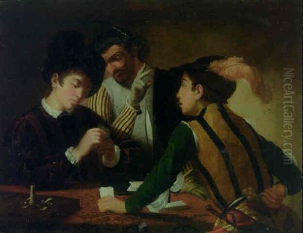 The Cardsharpers Oil Painting by  Caravaggio