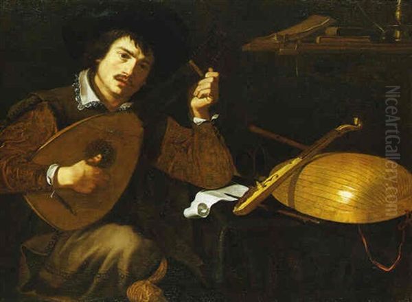 A Musician Oil Painting by  Caravaggio