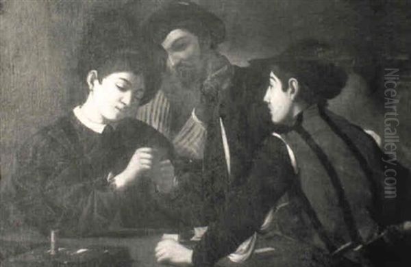 Les Tricheurs Oil Painting by  Caravaggio