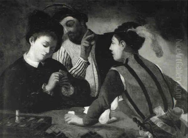 Card Sharpers Oil Painting by  Caravaggio