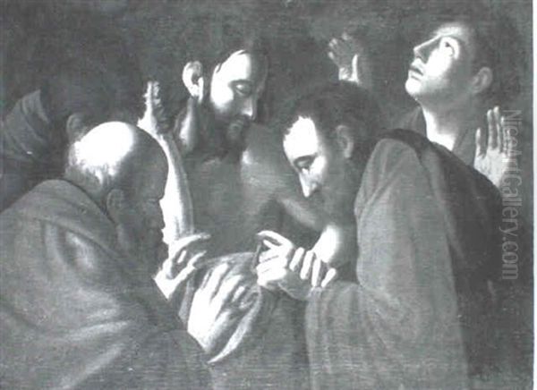 The Doubting Of Thomas Oil Painting by  Caravaggio