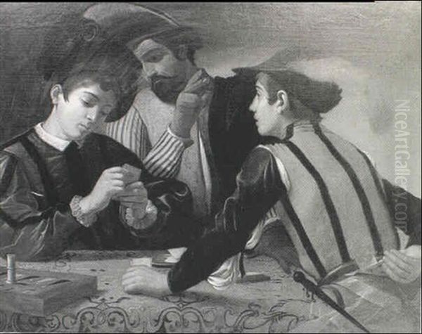 The Card Sharps Oil Painting by  Caravaggio