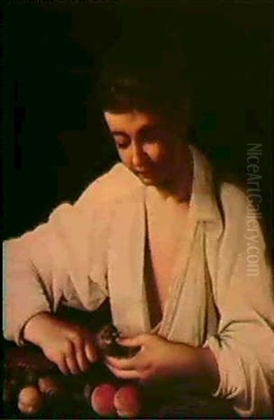 A Boy Peeling A Fruit Oil Painting by  Caravaggio