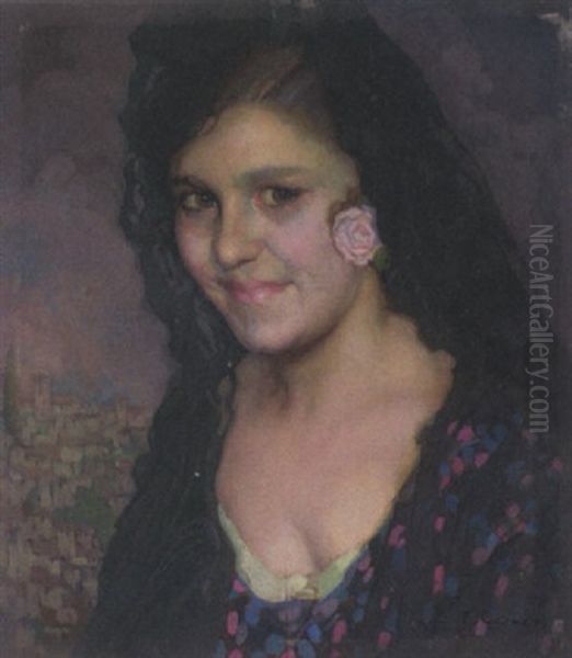 Portrait Einer Spanierin Oil Painting by Ramon Carazo Martinez