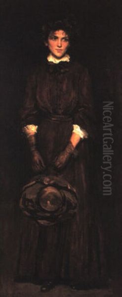 Young Boston Woman With A Hat Oil Painting by Scott Clifton Carbee