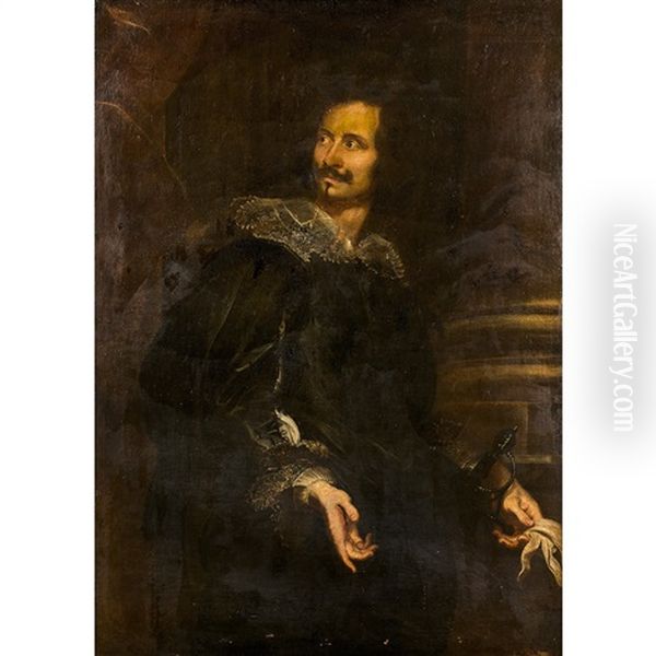 Portrait D'homme Au Gant Blanc Oil Painting by Giovan Bernardo Carbone