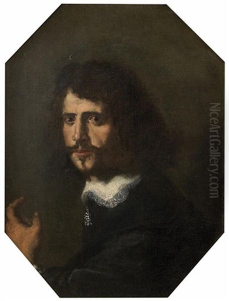 Portrait D'homme Au Col Blanc Oil Painting by Giovanni Bernardo Carboni