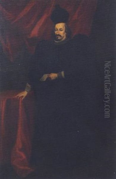 Ritratto Di Giovanni Battista Grimaldi In Abito Di Magistrato Della Repubblica Di Genova, Presso Un Tavolo Oil Painting by Giovanni Bernardo Carboni