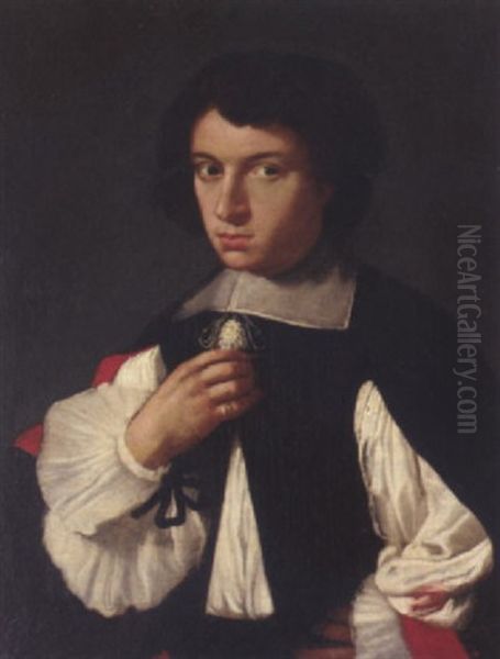 Portrait Of A Gentleman In A White Shirt And Black Gown Oil Painting by Giovanni Bernardo Carboni