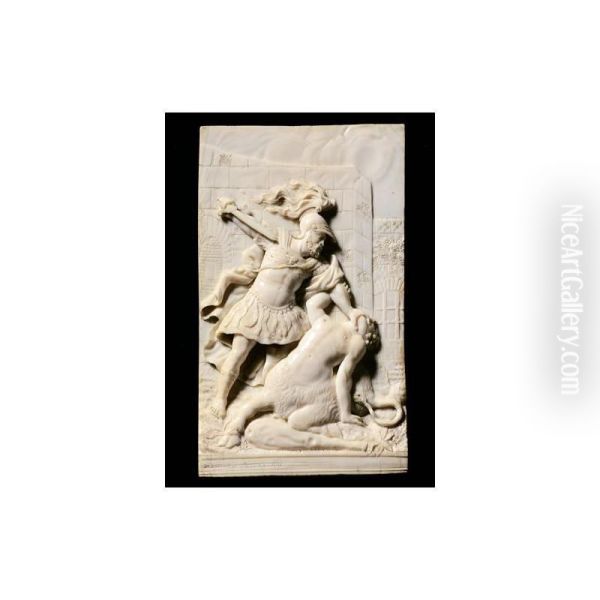 An Ivory Relief Of Theseus Slaying The Minotaur Oil Painting by Henri Amand