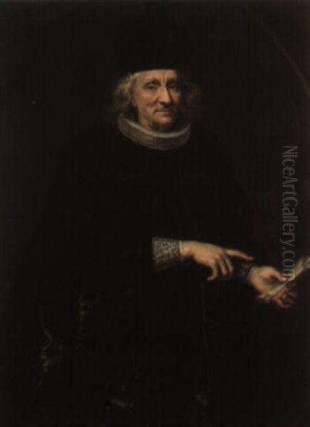 Portrait D'un Ecclesiastique Tenant Une Lettre Oil Painting by Giovanni Bernardo Carboni