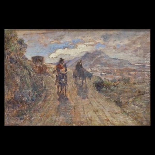 Paesaggio Meridionale Con Figure Oil Painting by Filippo Carcano