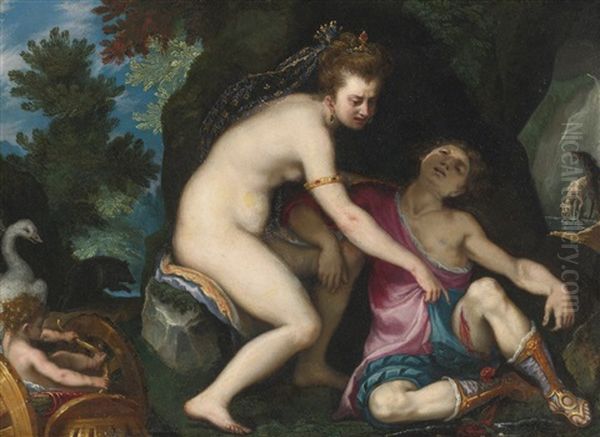 Venus And Adonis Oil Painting by Lodovico (Il Cigoli) Cardi