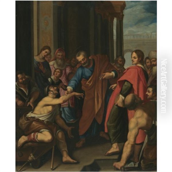 Saints Peter And John Healing A Cripple At The Gate Of The Temple Oil Painting by Lodovico (Il Cigoli) Cardi