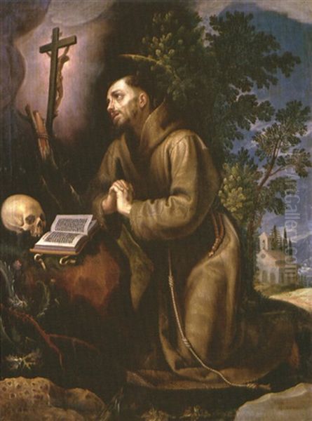 San Francesco In Preghiera Sulla Verna Oil Painting by Lodovico (Il Cigoli) Cardi