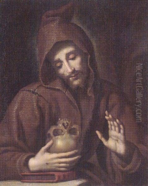 Saint Francis Of Assisi Contemplating A Skull Oil Painting by Lodovico (Il Cigoli) Cardi