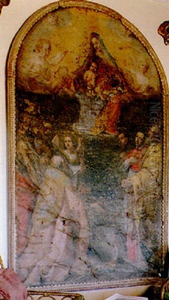 Madonna Con Bambino E I Santi Matteo, Giovannni Battista, (agostino?), Farancesco D'assisi, Carlo Borromeo E Un Altro Santo Oil Painting by Lodovico (Il Cigoli) Cardi