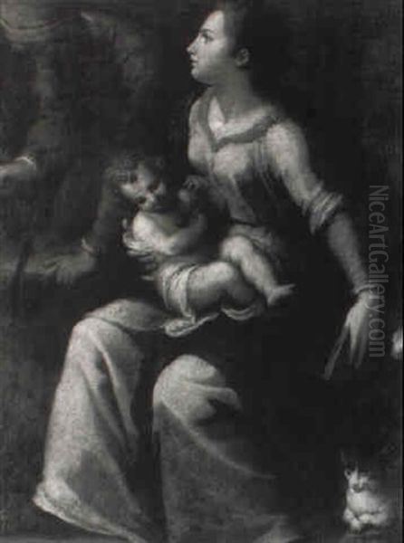 Holy Family With A Cat Oil Painting by Lodovico (Il Cigoli) Cardi