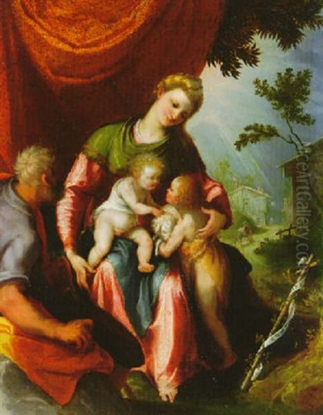 The Holy Family With Saint John The Baptist Oil Painting by Lodovico (Il Cigoli) Cardi