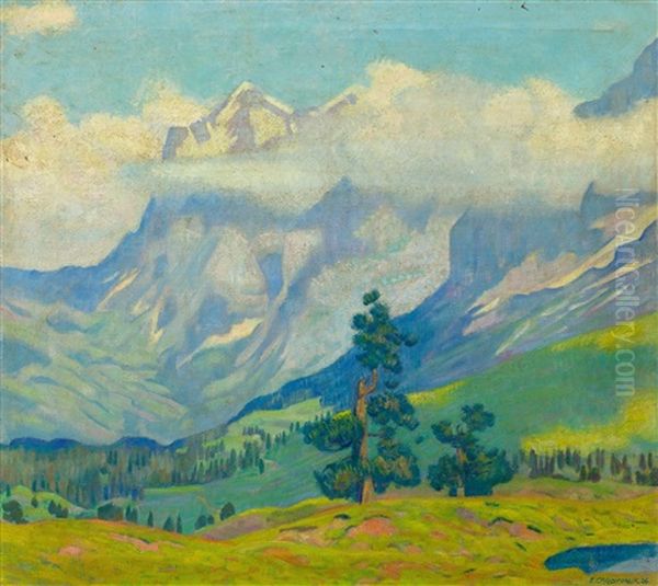 Engadine Mountain Landscape Oil Painting by Emil Cardinaux