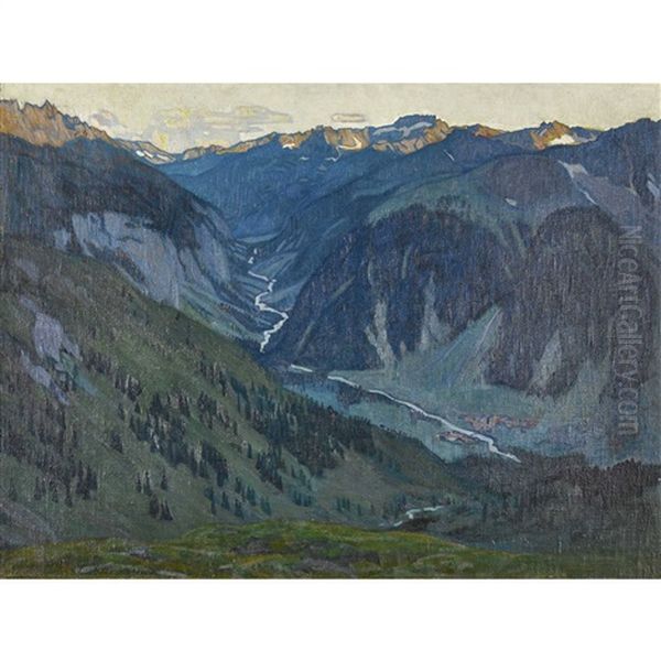 Tagesanbruch Im Haslital Oil Painting by Emil Cardinaux