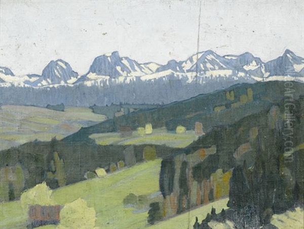 Bergkette Im Berner Oberland Oil Painting by Emil Cardinaux