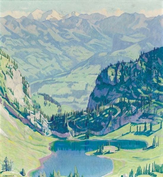 Landschaft Am Stockhorn Oil Painting by Emil Cardinaux