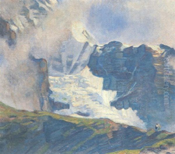 Der Eigergletscher Von Der Kleinen Scheidegg Aus Oil Painting by Emil Cardinaux