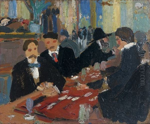 Au Bistrot Oil Painting by Amadeo de Souza Cardosa