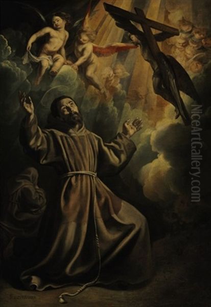 Saint Francis Receiving The Stigmata Oil Painting by Vicente Carducho