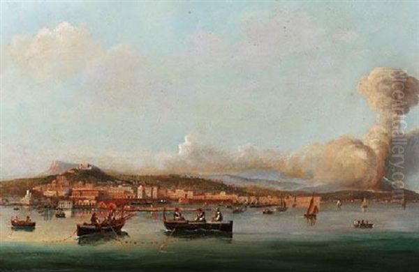 Fischerboote Vor Neapal Oil Painting by Achille Carelli